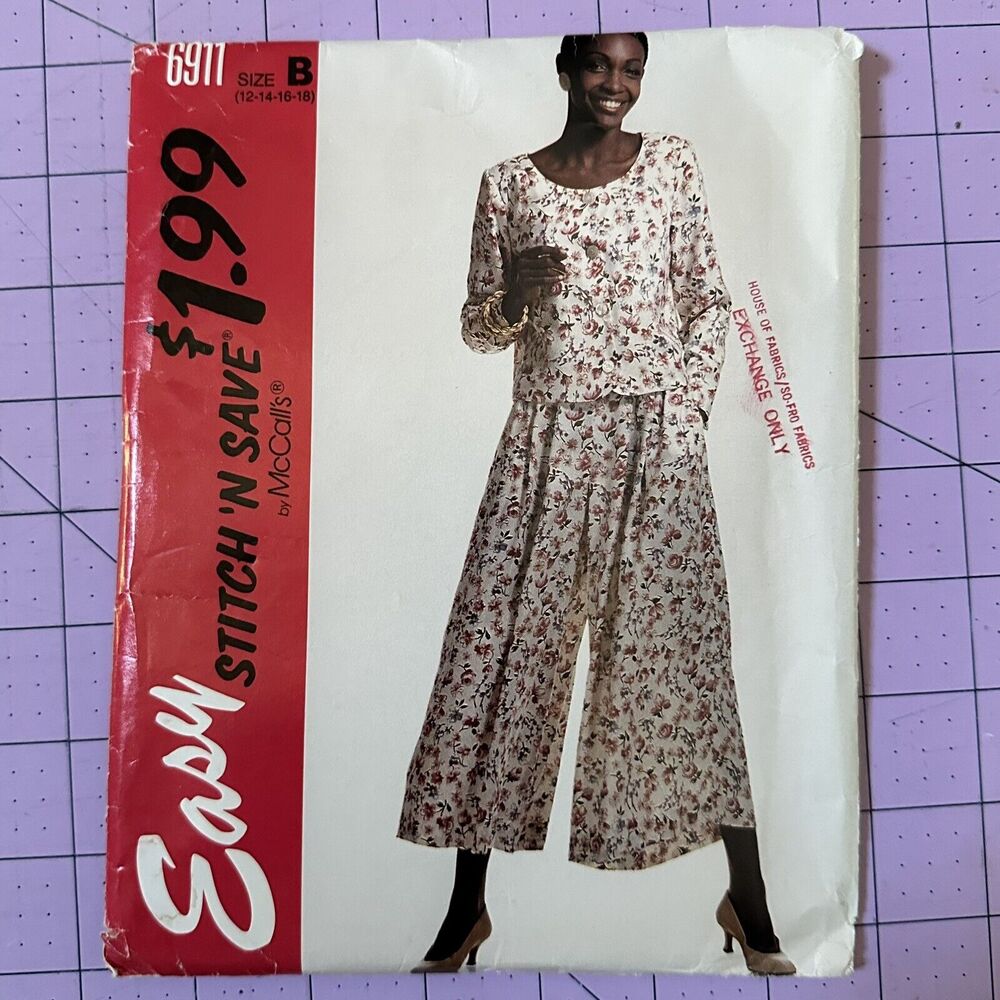 NEW McCalls 6911 Misses Top And Split Skirt Sizes 12-18